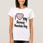 I Love My Bernese Mountain Dog Cute Heart Photo T-Shirt<br><div class="desc">This fun t-shirt will let you show how much you love your Bernese Mountain Dog! The shirt features a fun heart shaped photo drop-in frame where you can upload a photo of your own Bernese Mountain Dog. Dog lovers will fall in love with this fun customisable t-shirt that allows you...</div>