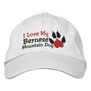 I Love My Bernese Mountain Dog Paw Print Embroidered Hat