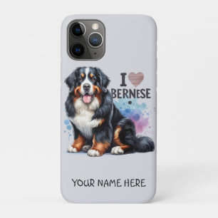 I Love My Bernese Mountain Dog Personalised Name iPhone 11 Pro Case