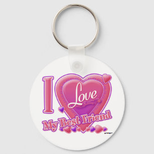 I Love My Best Friend pink/purple - hearts Key Ring