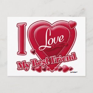 I Love My Best Friend red - heart Postcard