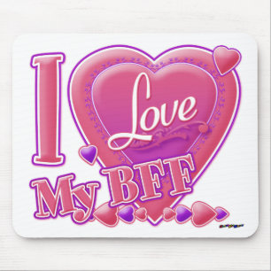 I Love My BFF pink/purple - hearts Mouse Mat