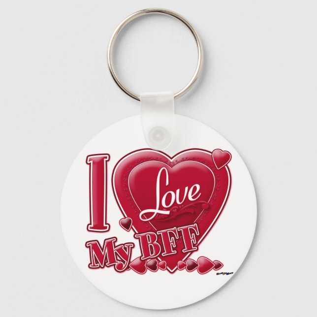 I Love My BFF red - heart Key Ring (Front)
