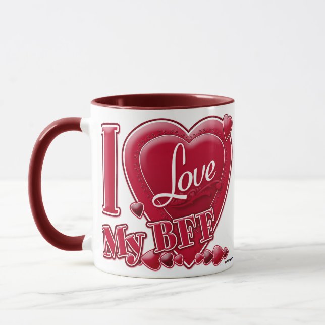 I Love My BFF red - heart Mug (Left)