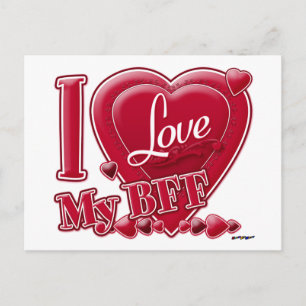 I Love My BFF red - heart Postcard