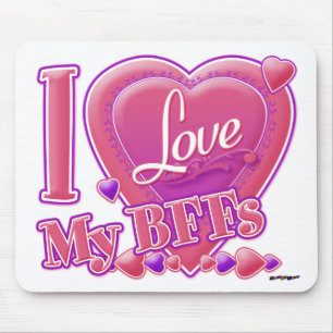 I Love My BFFs pink/purple - hearts Mouse Mat