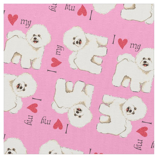I Love my Bichon Fabric (Close Up)