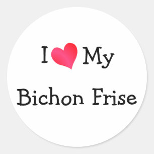I Love My Bichon Frise Classic Round Sticker