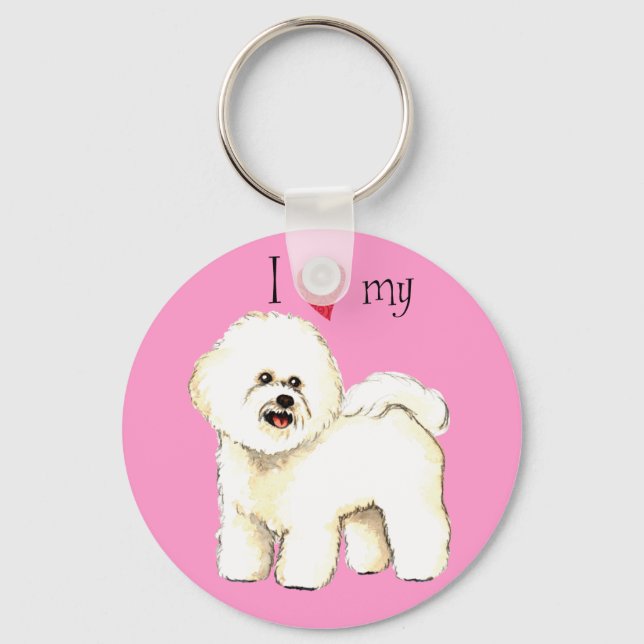 I Love my Bichon Frise Key Ring (Front)
