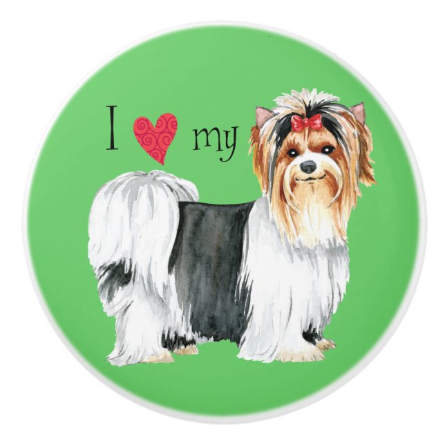 I love my Biewer Terrier Ceramic Knob (Front)