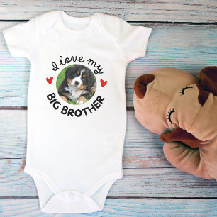  "I Love My Big Brother" with Custom Dog Photo Baby Bodysuit