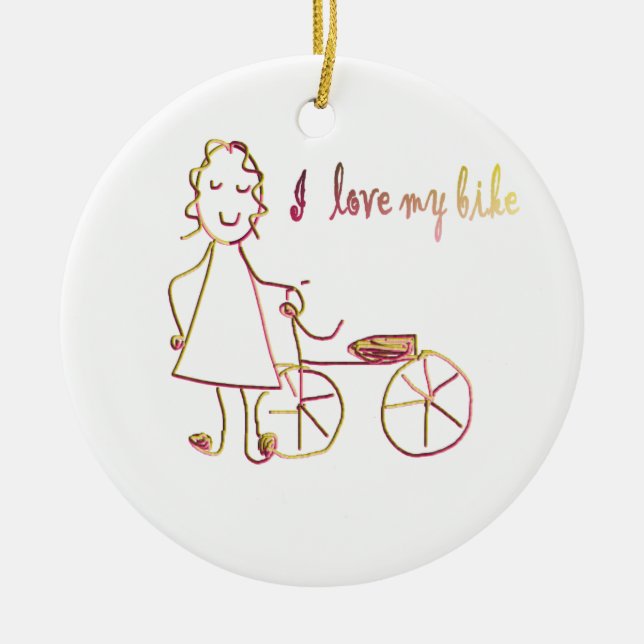 I love my bike ceramic tree decoration (Front)