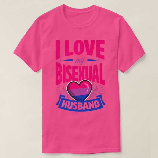 I Love My Biseual Husband Cute Bi Pride Anniversar T-Shirt (Design Front)