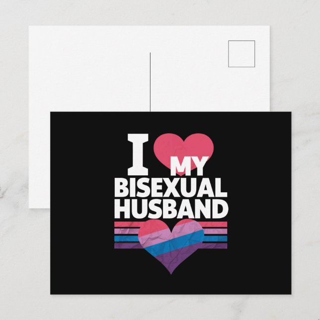 I Love My Bisexual Husband Bi Pride Bisexual Flag  Postcard (Front/Back)