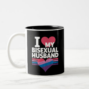 I Love My Bisexual Husband Bi Pride Bisexual Flag  Two-Tone Coffee Mug