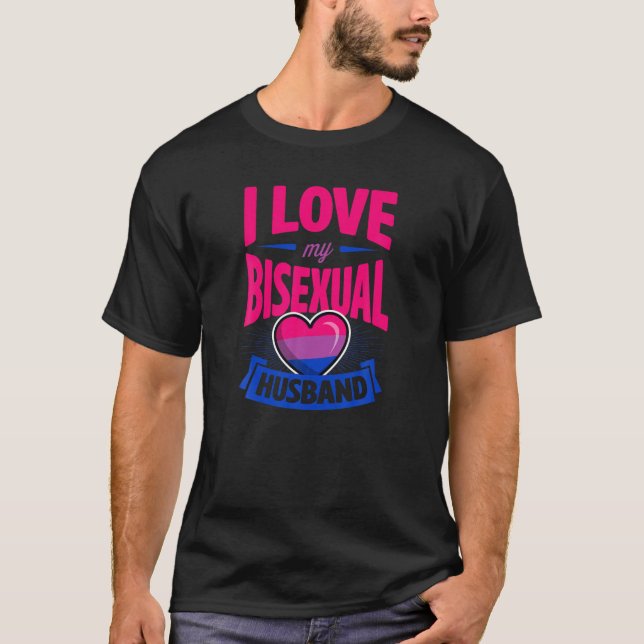 I Love My Bisexual Husband Cute Bi Pride Anniversa T-Shirt (Front)