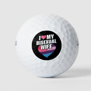 I Love My Bisexual Wife Bi Pride Bisexual Flag  Golf Balls