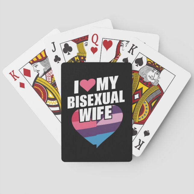 I Love My Bisexual Wife Bi Pride Bisexual Flag  Playing Cards (Back)