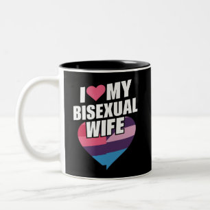 I Love My Bisexual Wife Bi Pride Bisexual Flag  Two-Tone Coffee Mug