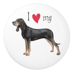 I Love my Black and Tan Coonhound Ceramic Knob