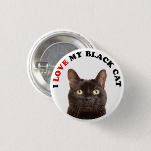 I Love My Black Cat 3 Cm Round Badge