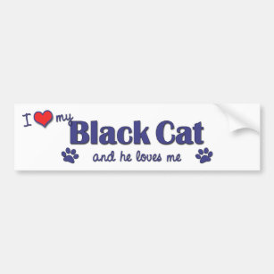 I Love My Black Cat (Male Cat) Bumper Sticker