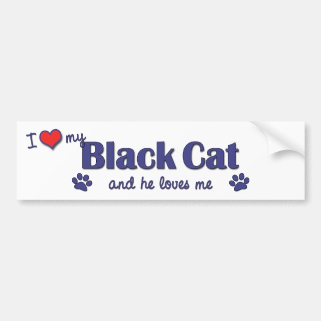 I Love My Black Cat (Male Cat) Bumper Sticker (Front)