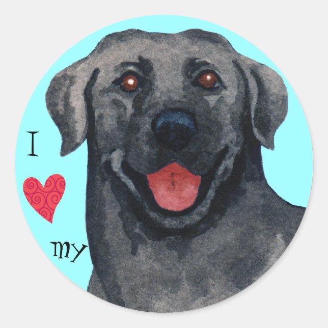 I Love my Black Lab Classic Round Sticker (Front)