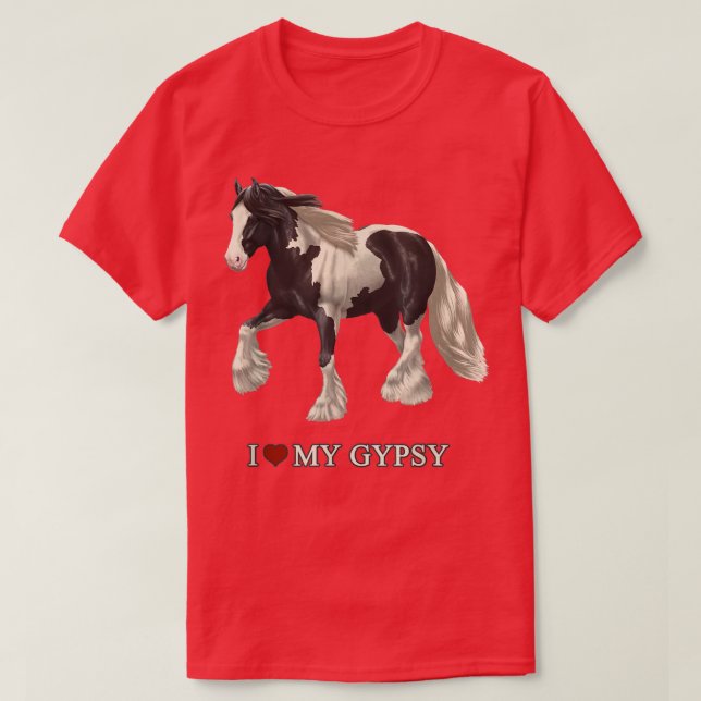 I Love My Black Pinto Gypsy Vanner Horse  T-Shirt (Design Front)