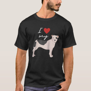 I Love My Black & White American Pit Bull Terrier  T-Shirt