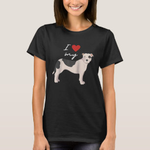 I Love My Black & White American Pit Bull Terrier T-Shirt