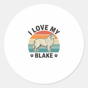 I Love My Blake Dog Retro Engraving Design_1 Classic Round Sticker