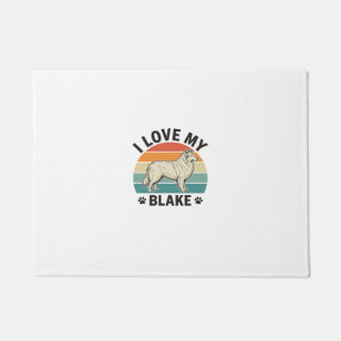 I Love My Blake Dog Retro Engraving Design_1 Doormat