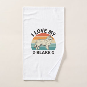 I Love My Blake Dog Retro Engraving Design_1 Hand Towel
