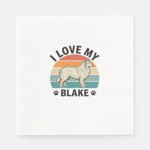 I Love My Blake Dog Retro Engraving Design_1 Napkin