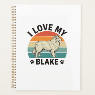 I Love My Blake Dog Retro Engraving Design_1 Planner