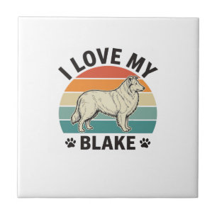I Love My Blake Dog Retro Engraving Design_1 Tile