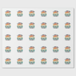 I Love My Blake Dog Retro Engraving Design_1 Wrapping Paper