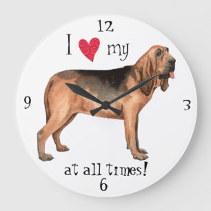 I Love my Bloodhound Large Clock