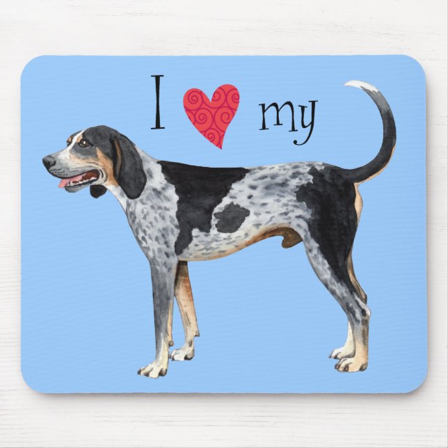 I Love my Bluetick Coonhound Mouse Mat (Front)