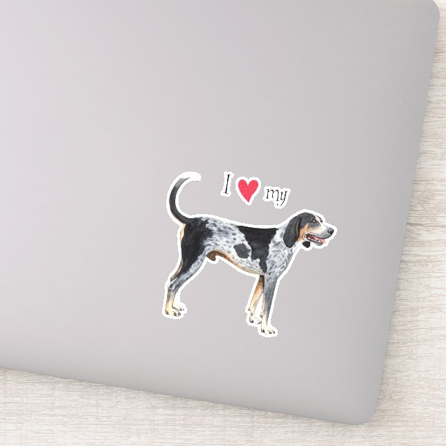 I Love my Bluetick Coonhound Vinyl Sticker (Detail)
