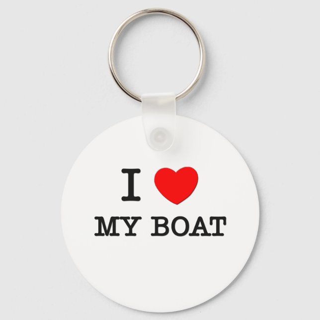 I Love My Boat Key Ring (Front)