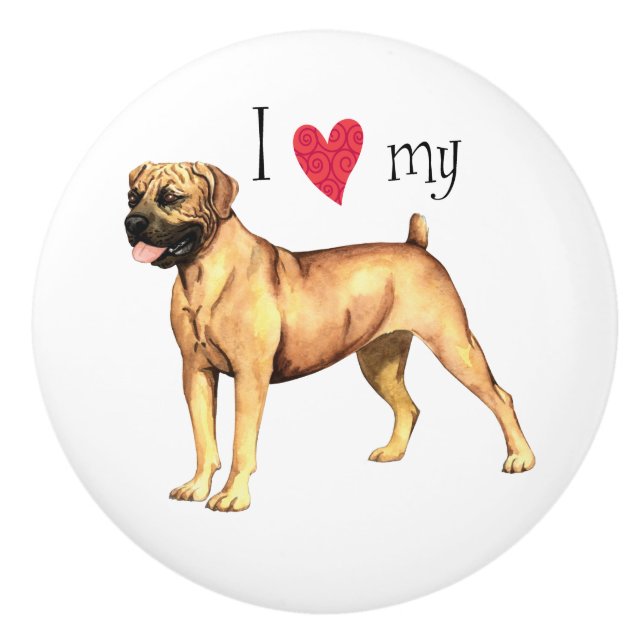 I Love my Boerboel Ceramic Knob (Front)