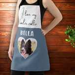 I love my Border Collie Dog Photo in Heart Name Apron<br><div class="desc">I love my Border Collie Dog Photo in Heart Name Apron. This apron is perfect for any Border Collie owner! It features a beautiful photo in a shape of a heart and a custom name of your dog. The text "I love my Border Collie" is in a trendy script. This...</div>