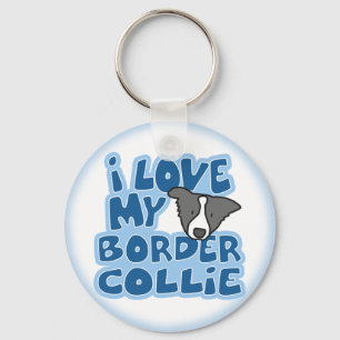 I Love My Border Collie Keychain