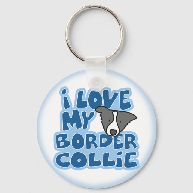I Love My Border Collie Keychain (Front)