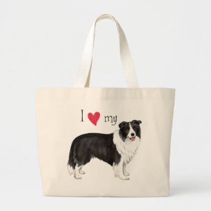 I Love my Border Collie Large Tote Bag