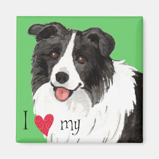 I Love my Border Collie Magnet (Front)