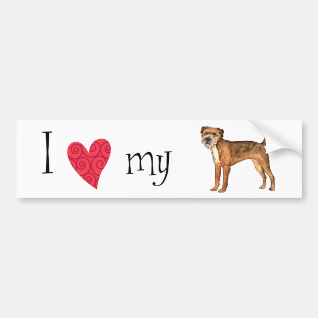 I Love my Border Terrier Bumper Sticker (Front)