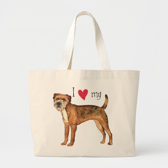 I Love my Border Terrier Large Tote Bag (Front)